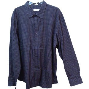 Calvin Klein Men's Shirt Size XXL NWOT Long Sleeve Button Down Blue Check